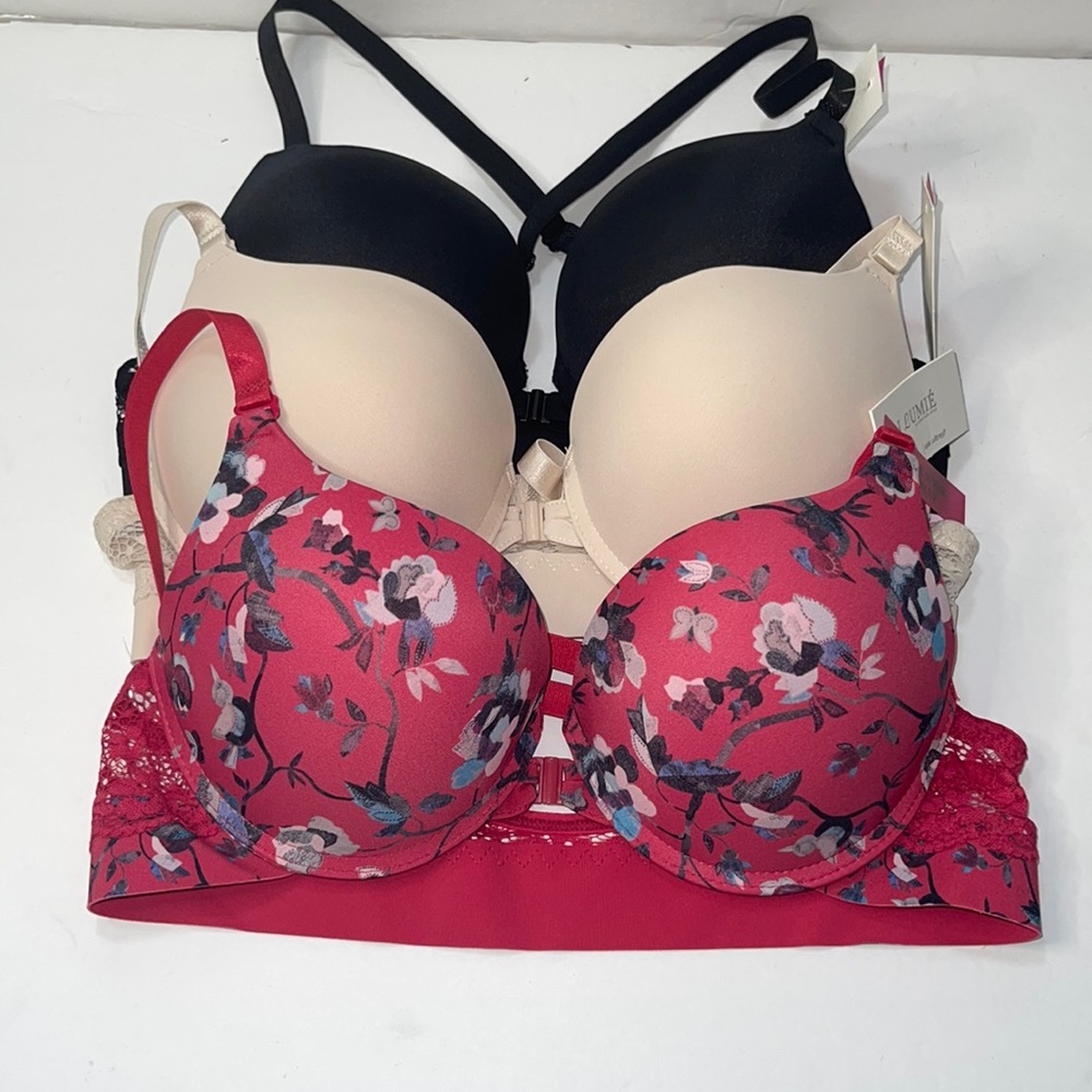 Bundle 3 Pieces Super Push Up Extreme Padded Front-Close Racerback Bra.NWT